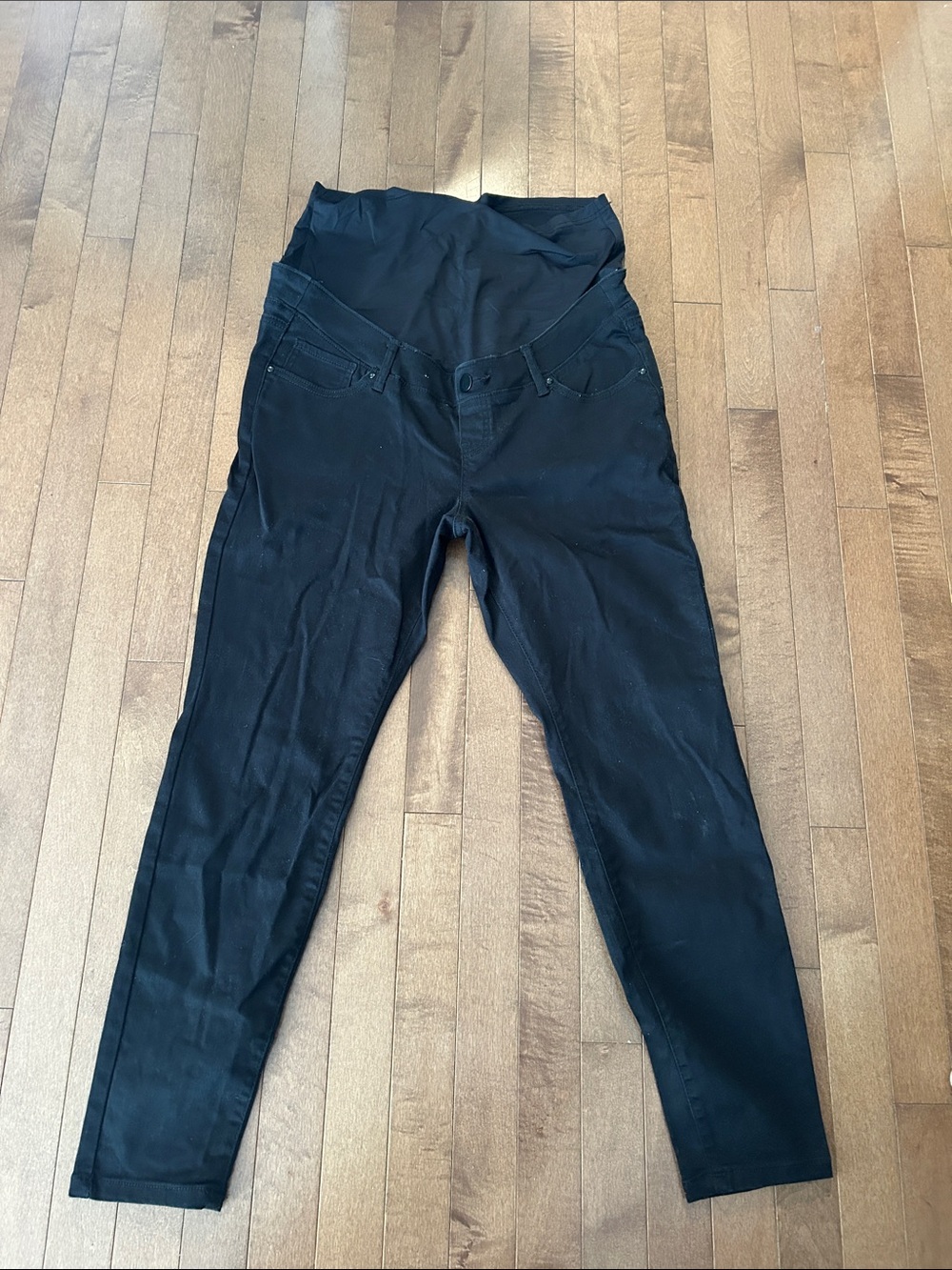 Thyme Maternity Black Skinny Jeans with Stretch Belly Panel